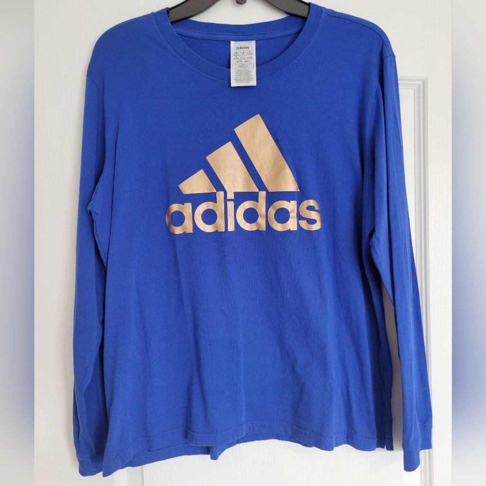 Adidas Light Long Sleeve, Royal Blue with Gold Logo, Size XL